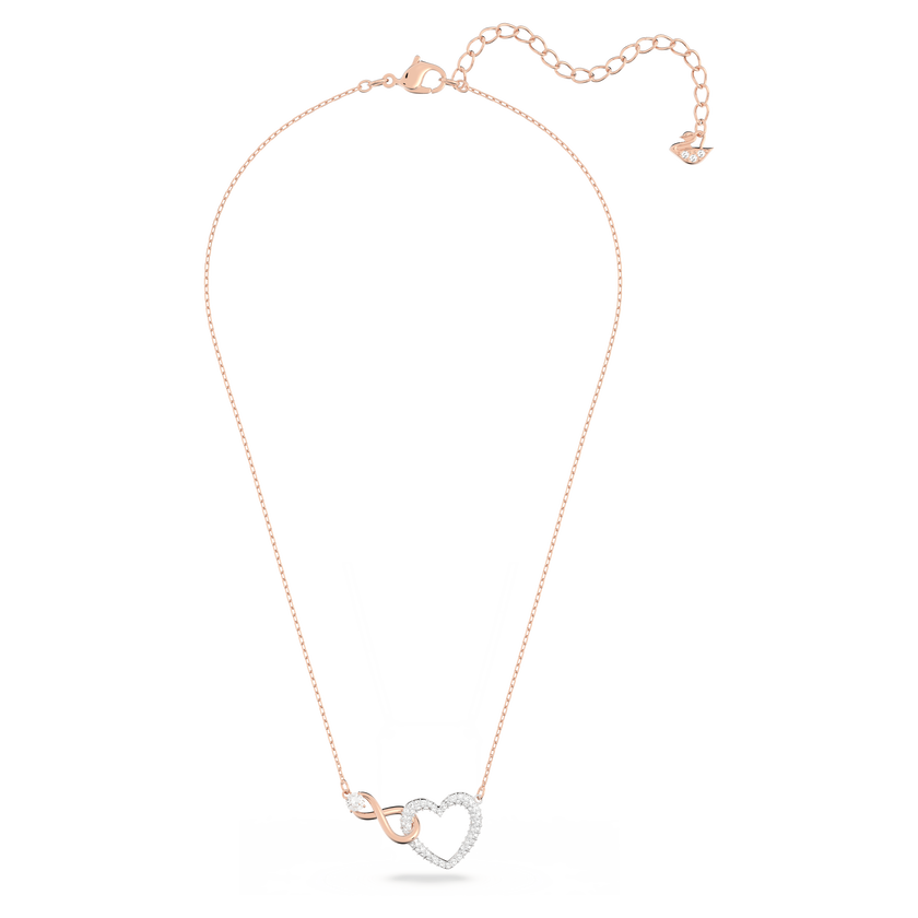swarovski hyperbola necklace  infinity and heart  white  mixed metal finish