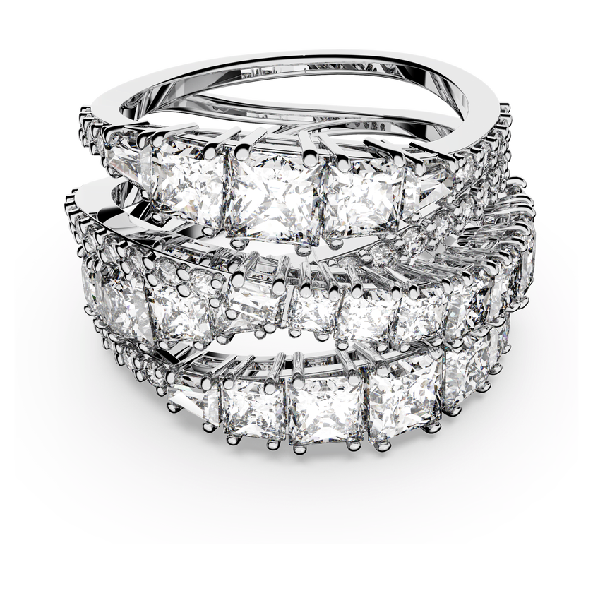 swarovski hyperbola ring  mixed cuts  white  rhodium plated
