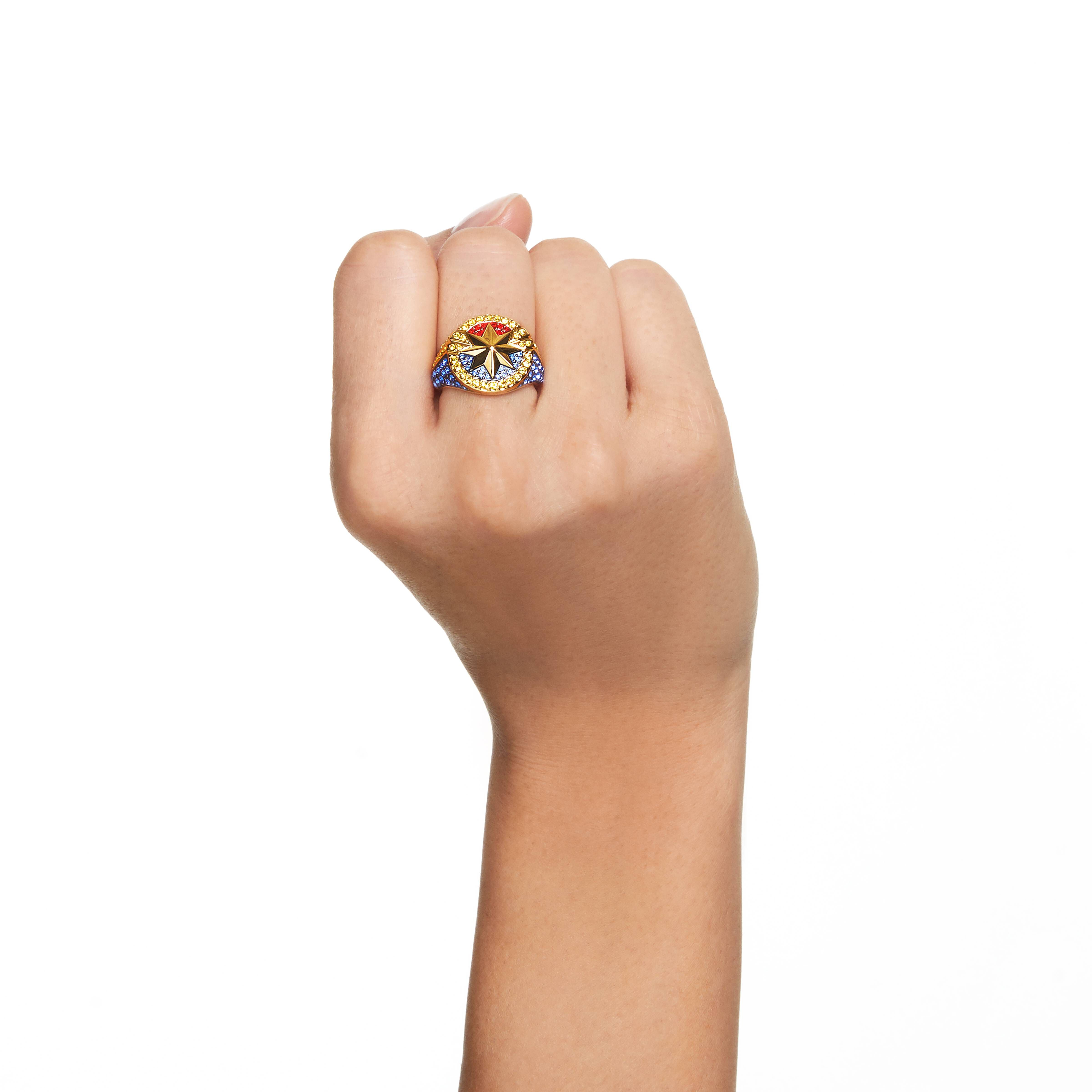 Buy Swarovski Captain Marvel ring, Multicolored, Gold-tone