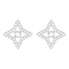 Sparkling Dance Star Stud Pierced Earrings, White, Rhodium plated