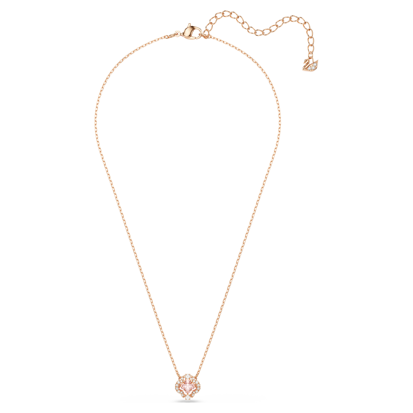 swarovski una necklace  clover  pink  rose gold tone plated