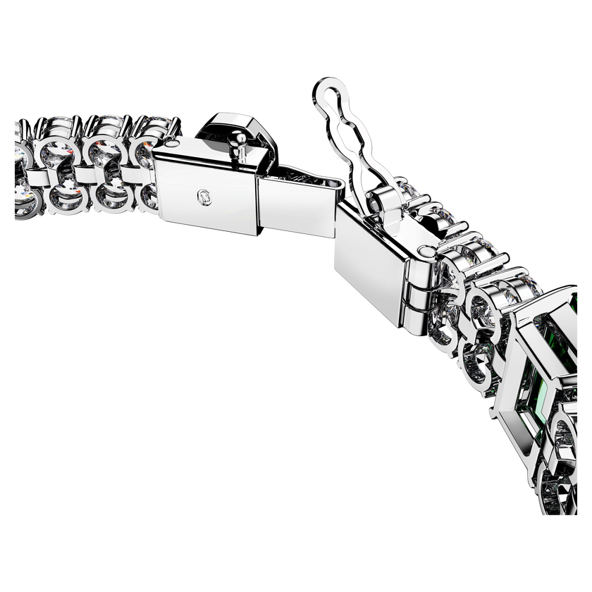 swarovski matrix tennis bracelet  mixed cuts  green  rhodium plated