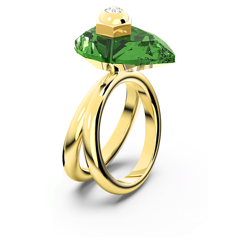 swarovski studiosa ring  green  gold tone plated