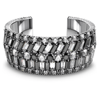 Hyperbola cuff,  Swarovski zirconia, Black, Rhodium plated