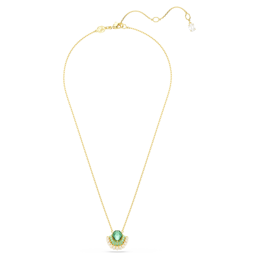 swarovski idyllia pendant  mixed cuts  shell  green  gold tone plated