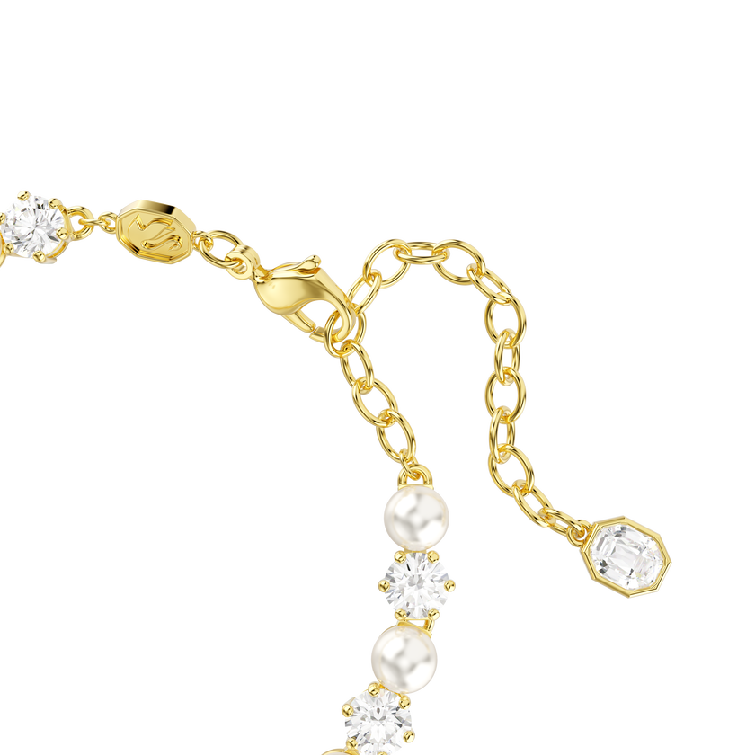swarovski matrix tennis bracelet  crystal pearl  round cut  white  gold tone plated