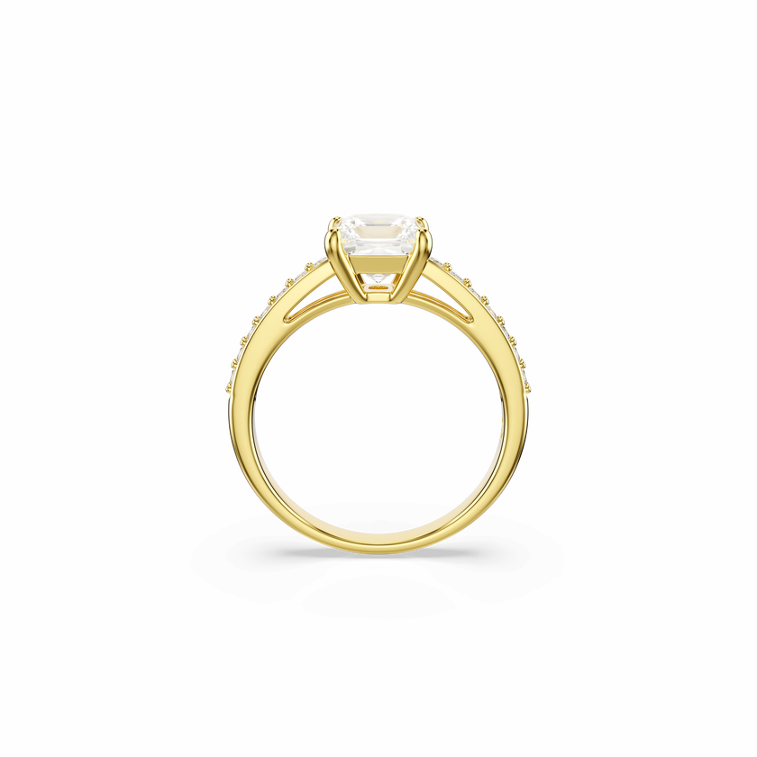 swarovski attract ring  square cut  pav   white  18k gold finish