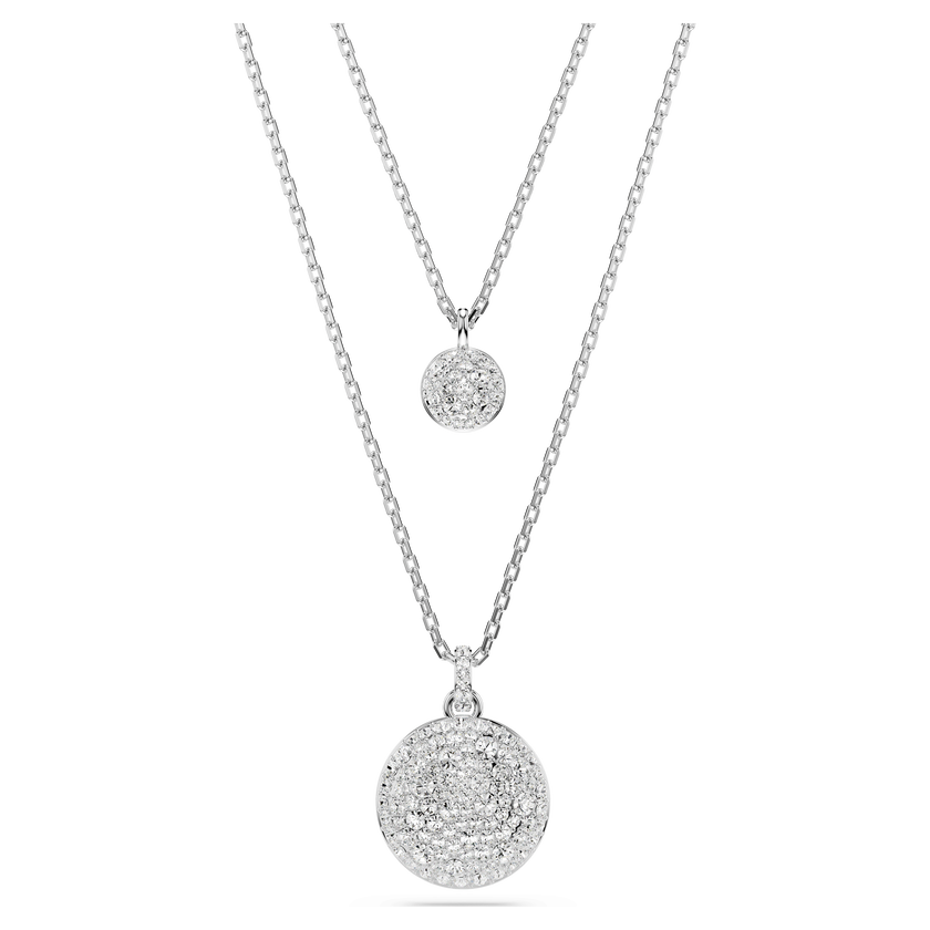 swarovski sublima layered pendant  white  rhodium plated