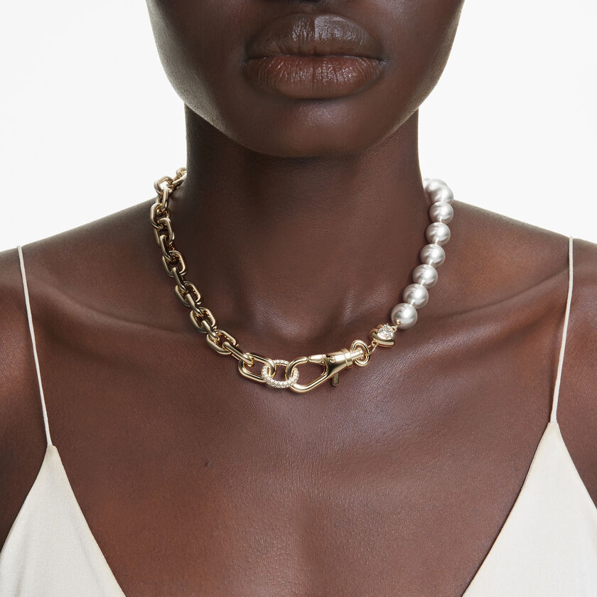 swarovski idyllia necklace  crystal pearl  white  gold tone plated