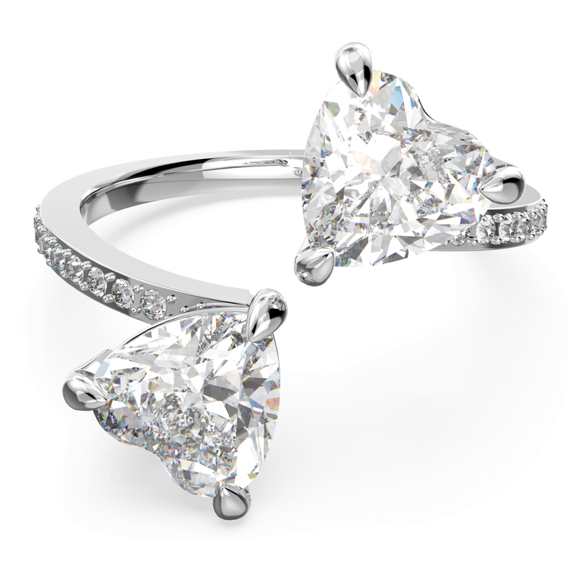 swarovski mesmera open ring  heart  white  rhodium plated