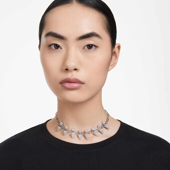 swarovski luna necklace  moon  white  rhodium plated