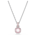 Birthstone pendant, Square cut, June, Pink, Rhodium plated