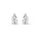 Attract  Pear Stud Pierced Earrings, White, Rhodium plated