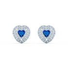 swarovski one stud earrings  heart  blue  rhodium plated