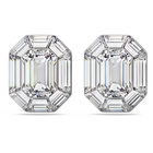 swarovski lucent clip earrings  octagon cut  white