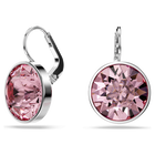 swarovski bella drop earrings round cut pink rhodium plated