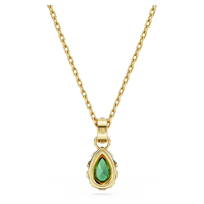 swarovski chroma pendant  pear cut  green  18k gold finish