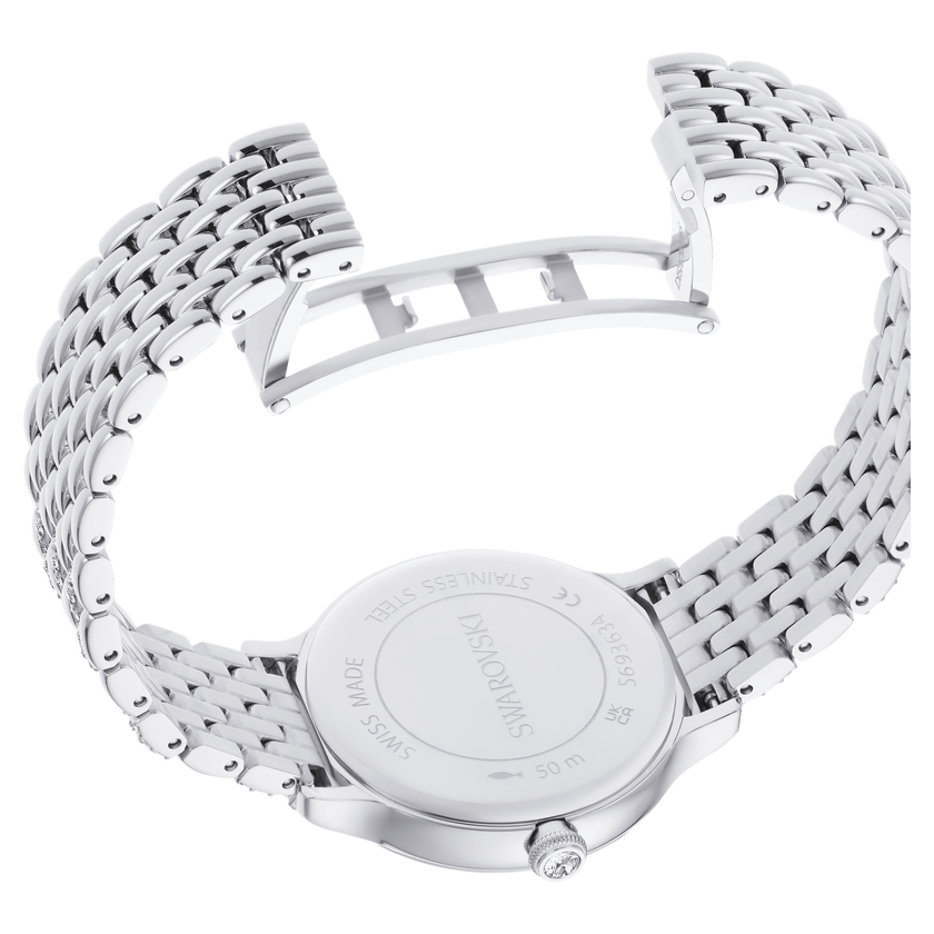 swarovski imber watch  swiss made  metal bracelet  silver tone  stainless steel