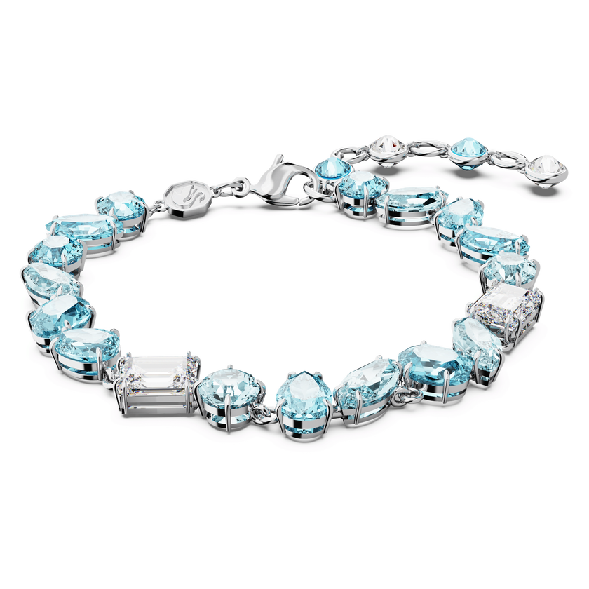 swarovski gema bracelet  mixed cuts  blue  rhodium plated