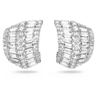 Hyperbola earrings, Large, White, Rhodium plated