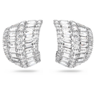 Hyperbola earrings, Large, White, Rhodium plated