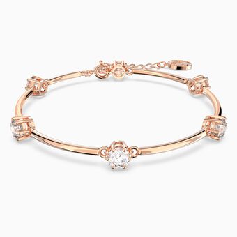 Constella bracelet, Round cut, White, Rose gold-tone plated