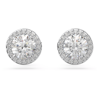 swarovski una angelic stud earrings round cut pav white rhodium plated