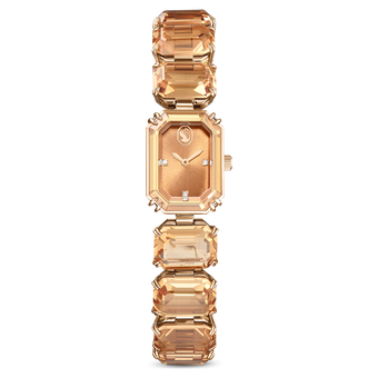 swarovski watch  octagon cut bracelet  brown  champagne gold tone finish