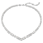 Mesmera necklace, Mixed cuts, White, Rhodium plated