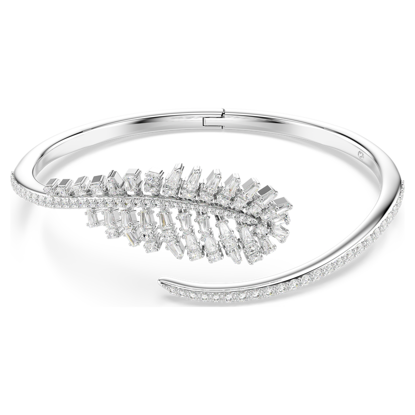 swarovski vienna bangle  mixed cuts  feather  white  rhodium plated
