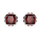swarovski birthstone stud earrings square cut january red rhodium plated
