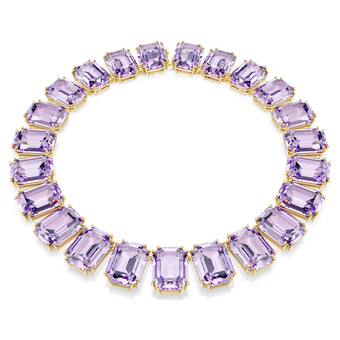swarovski millenia tennis necklace  oversized crystals  octagon cut  purple  gold tone plated