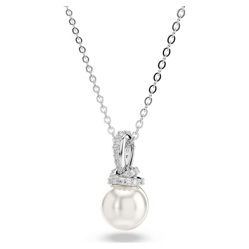 swarovski originally set  pav   crystal pearl  white  rhodium plated