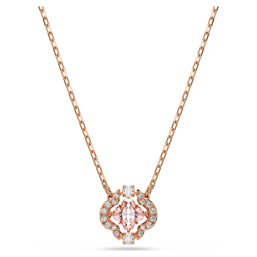 swarovski una necklace  clover  pink  rose gold tone plated
