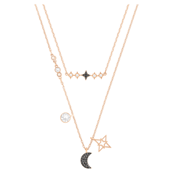 swarovski glowing necklace set  moon  multi coloured  mixed plated