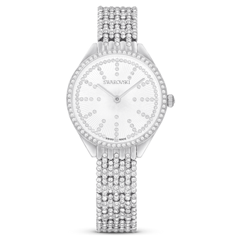swarovski attract watch  swiss made  full pav    crystal bracelet  silver tone  stainless steel