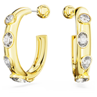 Dextera hoop earrings, Mixed cuts, White, Gold-tone plated