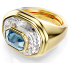 swarovski chroma cocktail ring octagon cut blue gold tone plated