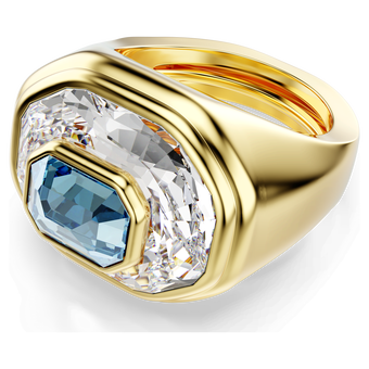 swarovski chroma cocktail ring octagon cut blue gold tone plated