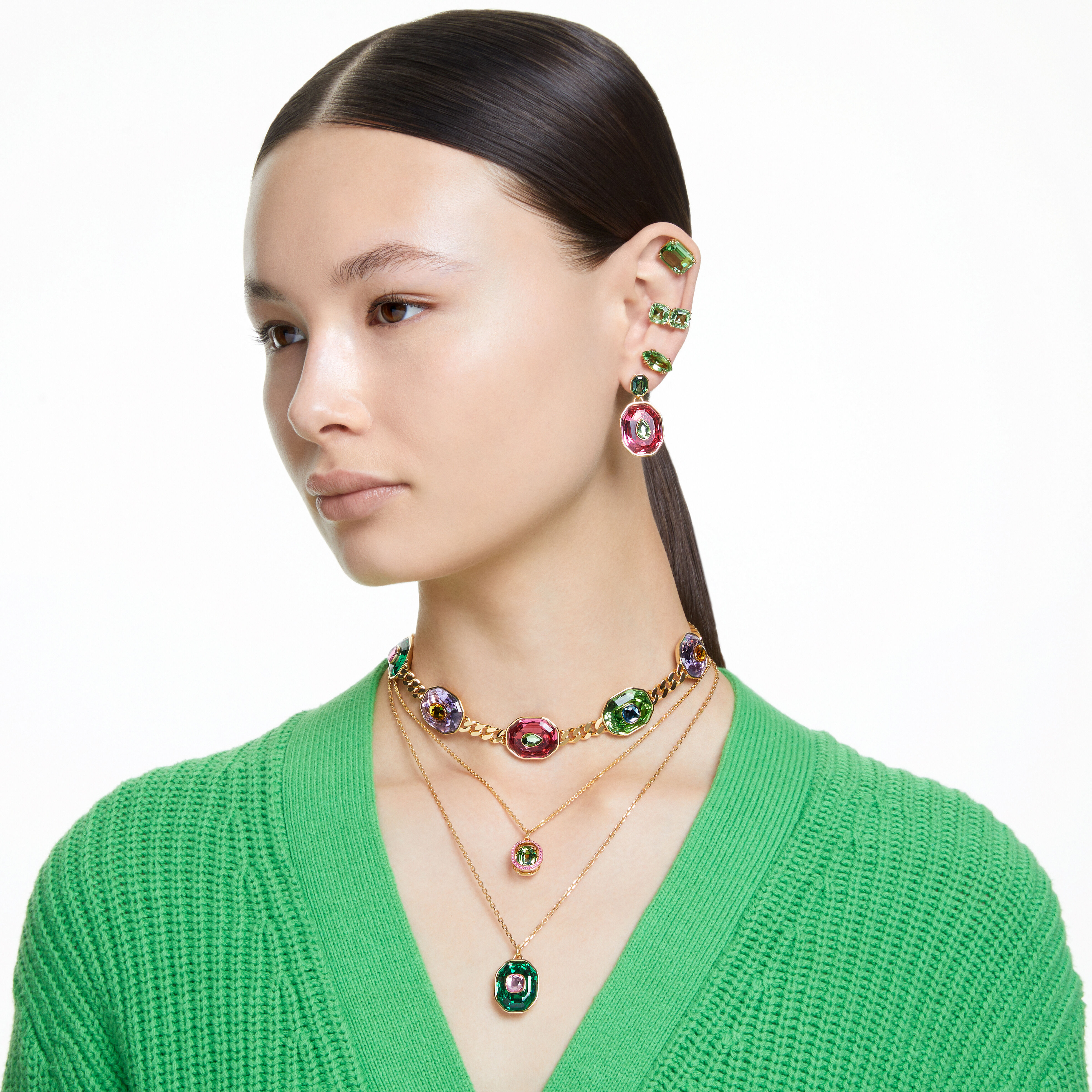 Green outlet stone earrings