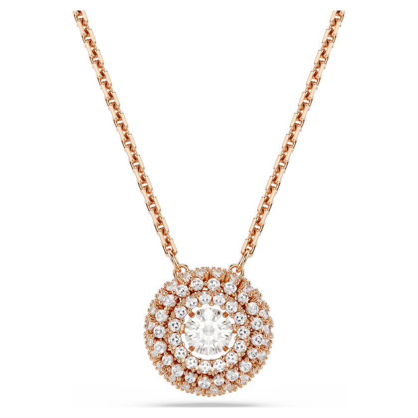swarovski sublima pendant  round cut  white  18k rose gold finish