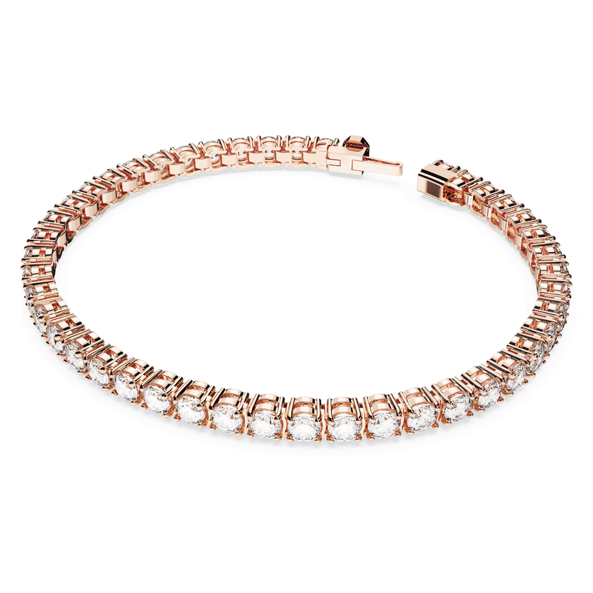 swarovski matrix tennis bracelet  round cut  white  rose gold tone plated