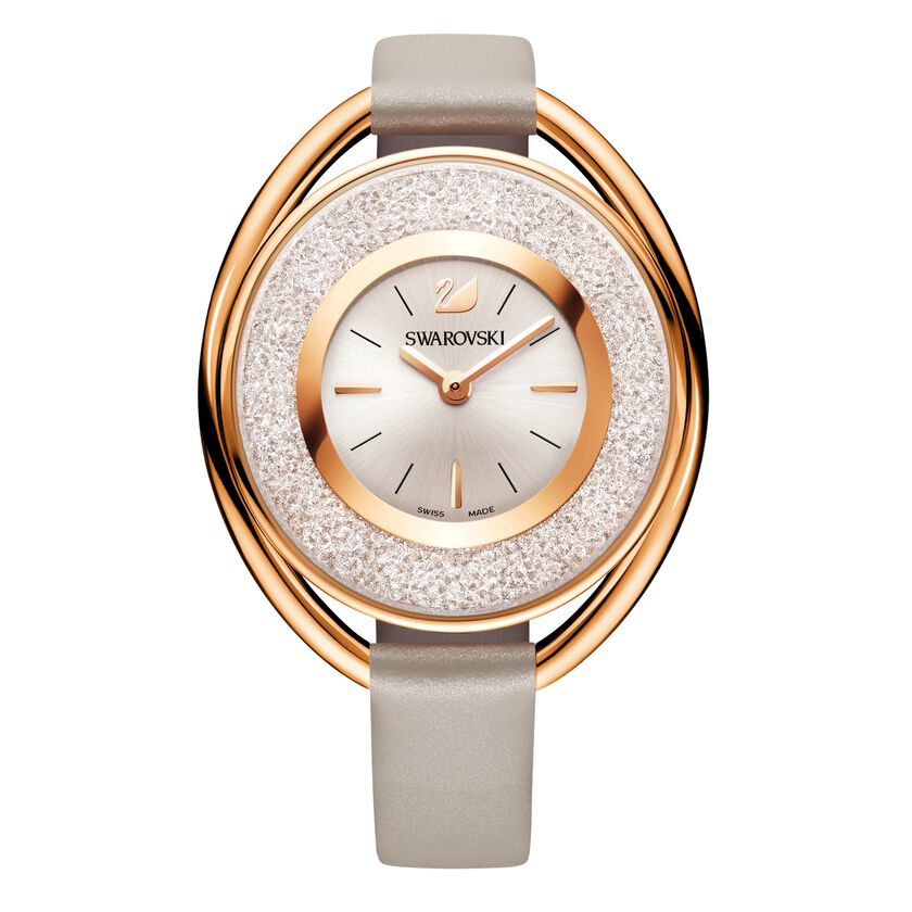 Crystalline  Oval Watch, Rose Gold Tone