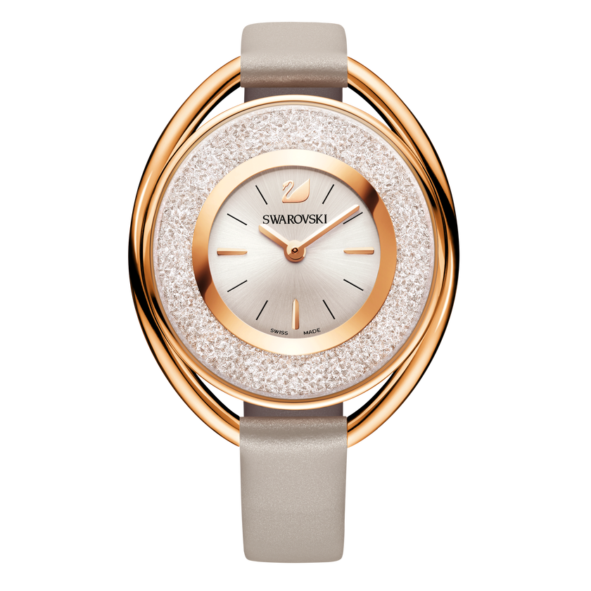 Crystalline  Oval Watch, Rose Gold Tone