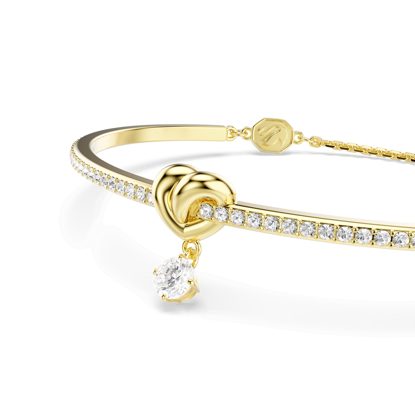 swarovski lifelong bangle  round cut  heart  white  18k gold finish