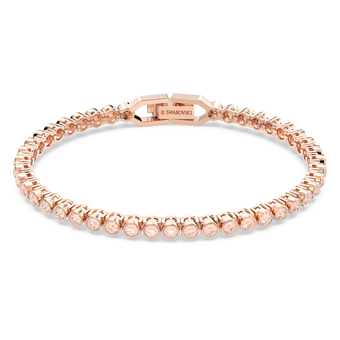 swarovski emily bracelet round cut pink rose gold tone plated