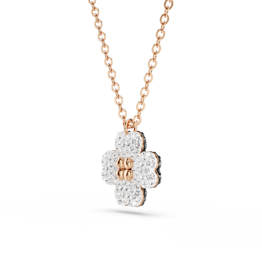 swarovski latisha pendant  pav   clover  multicolored  18k rose gold finish