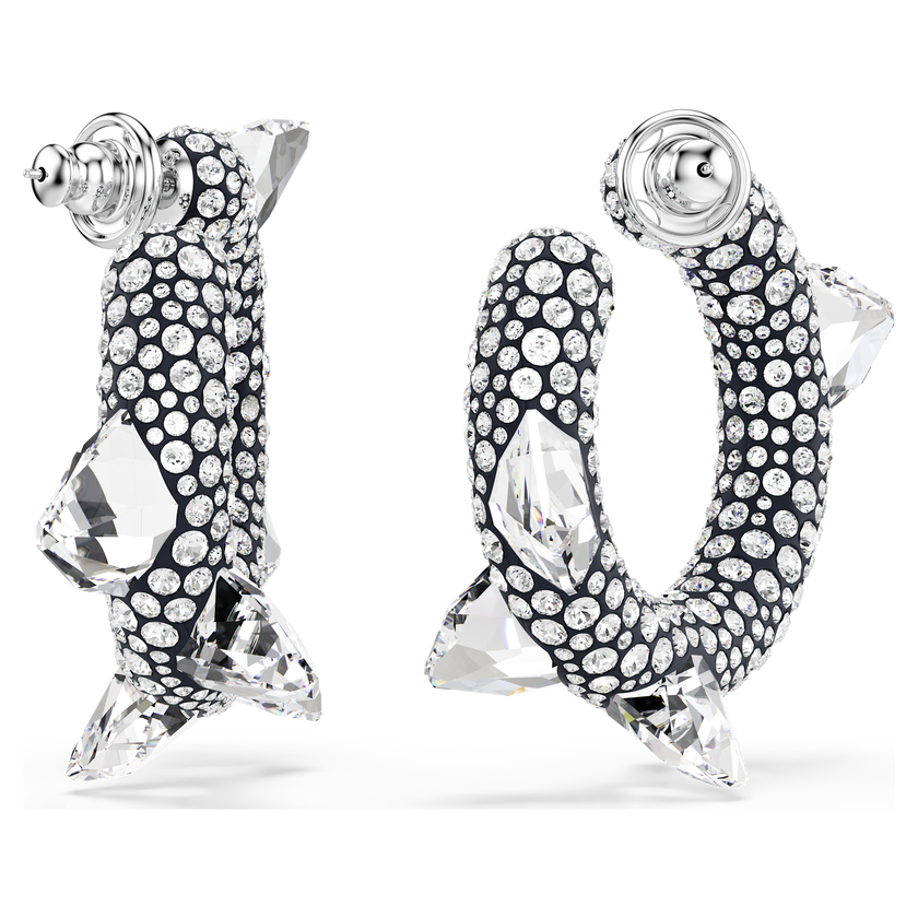 swarovski sublima hoop earrings  spike  white  rhodium plated