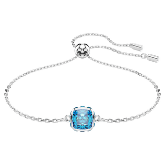 swarovski birthstone bracelet square cut december blue rhodium plated