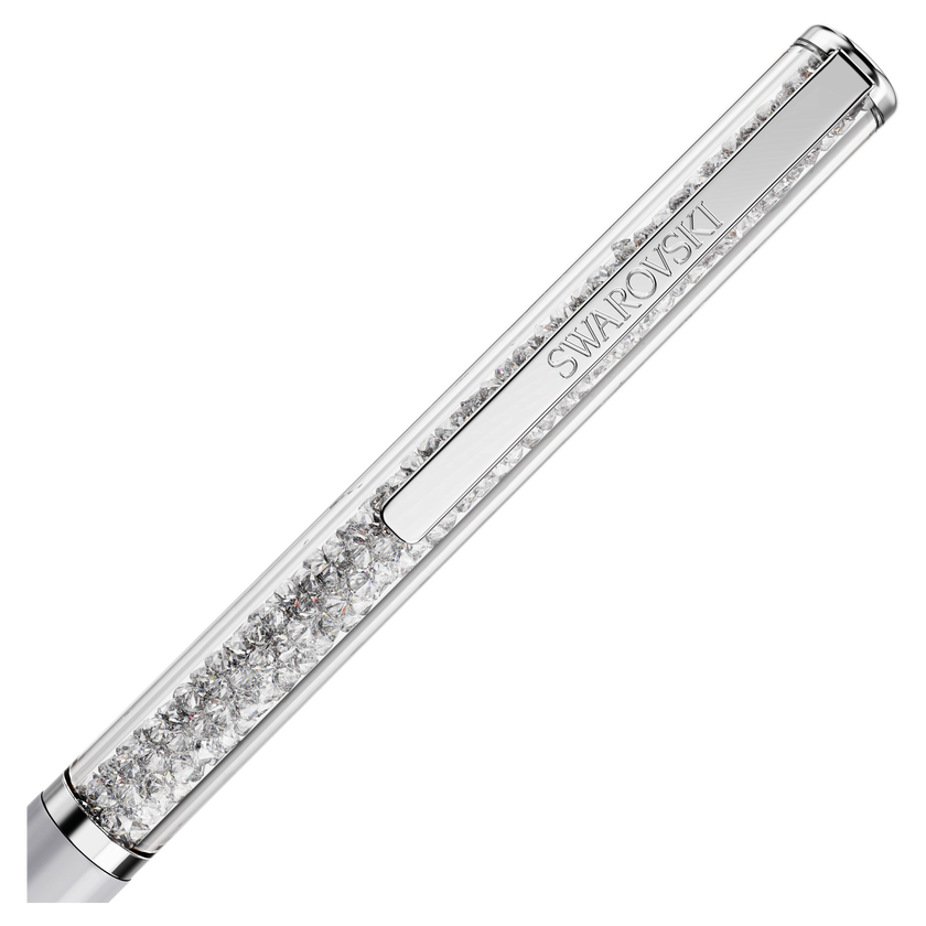 swarovski crystalline silk ballpoint pen  white  white lacquered  chrome plated